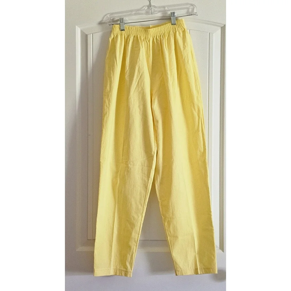 Vintage Women's SK Sport Yellow 2 Piece Set Top Pants Hot Air Balloons Size S - Picture 4 of 16